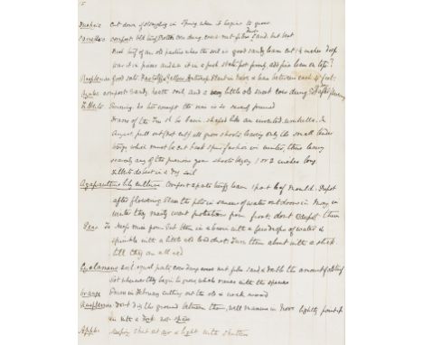 Gardening.- [Volume of gardening notes], manuscript, 6pp. with 2pp. accounts from 1825, some newspaper cuttings, slightly bro