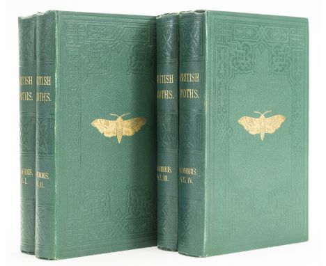 Morris (Rev. Francis Orpen) A Natural History of British Moths, 4 vol., 132 hand-coloured lithograph plates, occasional foxin