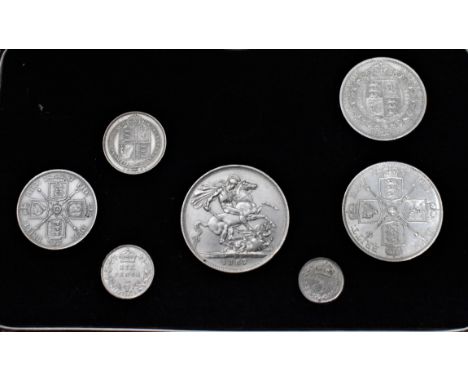 British 1887 Silver Victoria Jubilee part set (Seven Coins UNC) in an attractive box