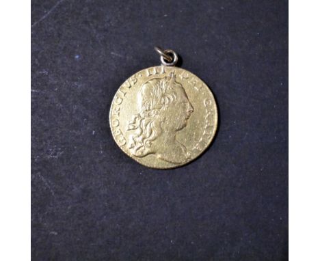 Gold 1766 Guinea George III, Gold ring attached (For a Necklace). S. 3727