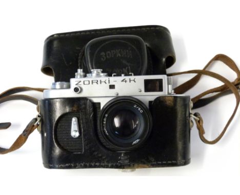 Zorki-4K film camera, made in the USSR, together with case