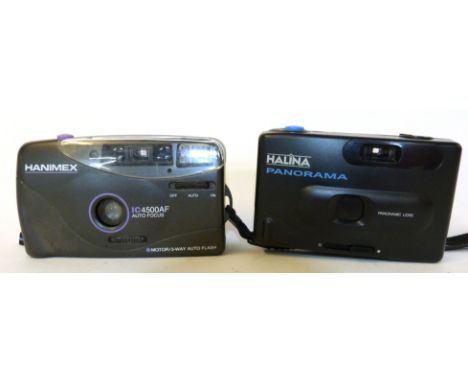 Hanimex IC450 0AF film camera with Halina Panorama film camera