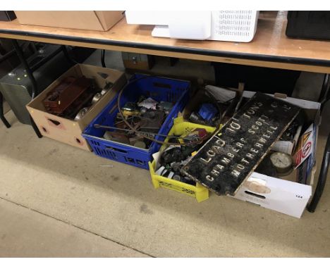Four trays to include model engine parts etc.