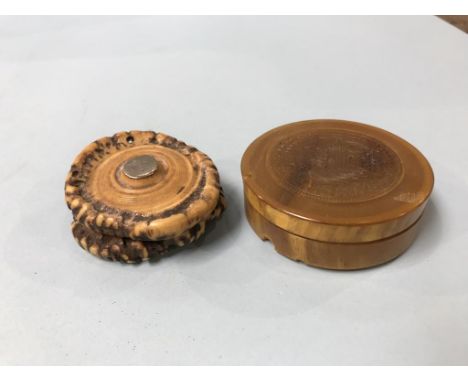 An Antler snuff box and one other