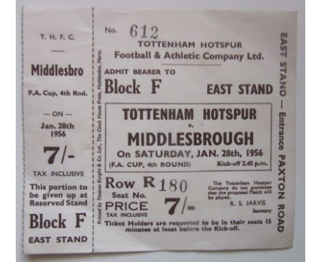 1955-56 TOTTENHAM V MIDDLESBROUGH FA CUP 4TH ROUND TICKET
Good condition