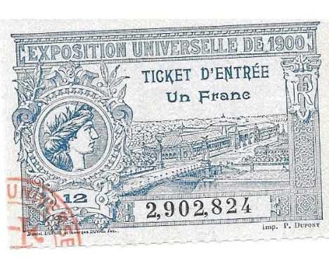 1900 OLYMPIC GAMES FRANCE TICKET
Rare entrance ticket for the Paris Exposition which included the 1900 Olympic Games
Good con
