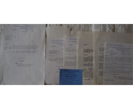 CRICKET - 1972 YORKSHIRE C.C.C. DINNER @ SHEFFIELD VIP TICKET &amp; LETTERS.
All original items, includes correspondence from