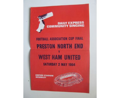 1964 FA CUP FINAL PRESTON V WEST HAM OFFICIAL SONGSHEET
Fold