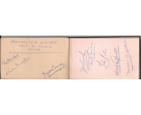 1959 REAL MADRID V MANCHESTER UNITED AUTOGRAPHS
3 Pages from a vintage autograph book which are fully signed by the Man Utd t