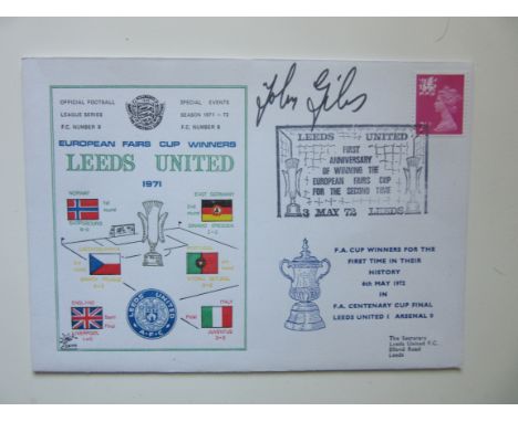 1972 LEEDS UNITED POSTAL COVER FA CUP &amp; FAIRS CUP AUTOGRAPHED BY JOHNNY GILES