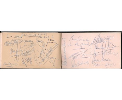 1960 ENGLAND V SPAIN AUTOGRAPHS X 22 ALSO SIGNED BY MONTGOMERY OF ALAMEIN&nbsp;
England autographs x 12
Spain x 10 including 