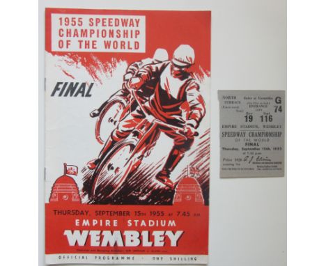 1955 SPEEDWAY CHAMPIONSHIP OF THE WORLD AT WEMBLEY PROGRAMME + TICKET
Both good condition