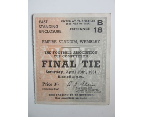 1951 FA CUP FINAL BLACKPOOL V NEWCASTLE TICKET
Good with very slight fold