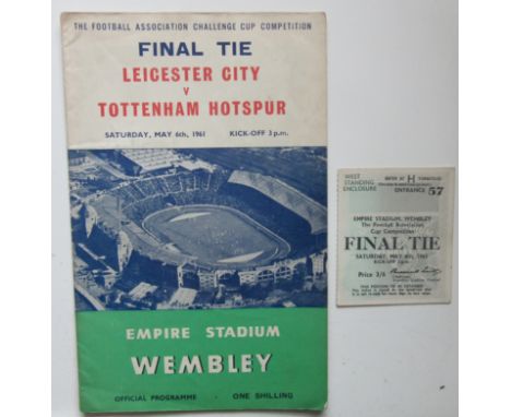 1961 FA CUP FINAL LEICESTER CITY V TOTTENHAM PROGRAMME + TICKET