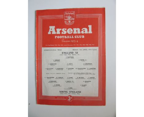 1954 ENGLAND XI V YOUNG ENGLAND AT ARSENAL - DUNCAN EDWARDS PLAYING FOR YOUNG ENGLAND
Slight fold
