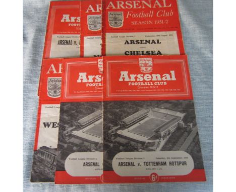 ARSENAL - 7 HOME PROGRAMMES ALL EARLY 1950'S
1951-52 - West Brom, Chelsea, Preston,
1953-54 Man City, Bolton, 
1954-55 Totten