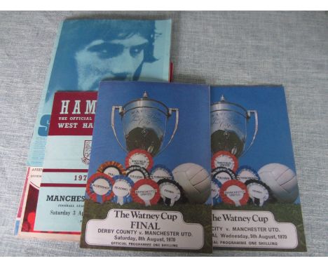 MANCHESTER UNITED AWAY PROGRAMMES 1970-71 X 11&nbsp;
Coventry,Stoke, Huddersfield, Derby, Aston Villa, Tottenham, Leeds, Arse