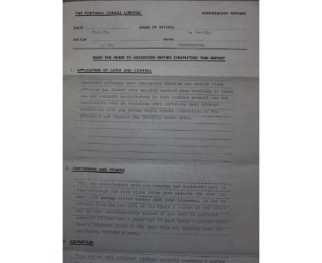 1978-79 QPR V SOUTHAMPTON OFFICIAL REFEREE ASSESSMENT REPORT
Interesting item of memorabilia