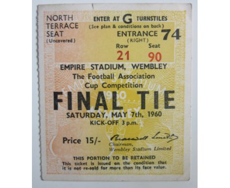 1960 FA CUP FINAL TICKET WOLVES V BLACKBURN TICKET
Good condition