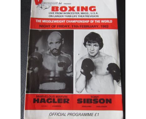 BOXING - 1983 MARVIN HAGLER V TONY SIBSON VIEWSPORT PROGRAMME
Marvin Hagler vs Tony Sibson viewsport fight programme 11th Feb