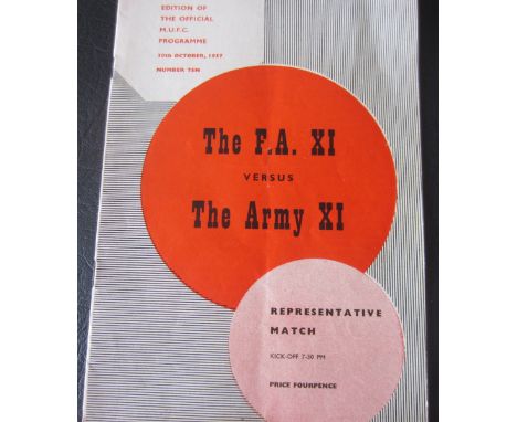 1957 FA XI V THE ARMY PAYED AT MANCHESTER UNITED
Manchester United The FA XI v The Army10th October 1957 played at Old Traffo