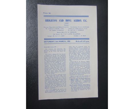 1954-55 ARMY V RAF PLAYED AT BRIGHTON
Rare 4 page programme for this match played 5th March 1955
Very slight fold