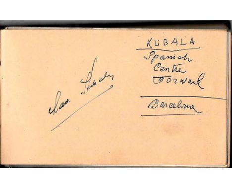 KUBALA &amp; MAURI AUTOGRAPHS BARCELONA, ATHLETIC BILBAO, SPAIN
One vintage album page, Laszlo Kubala one side Mauri on rever