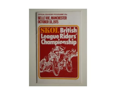 1975 BRITISH RIDERS CHAMPIONSHIP AT BELLE VUE PROGRAMME + TICKET
Results completed