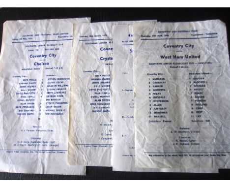 COVENTRY - SOUTHERN JUNIOR FLOODLIT CUP - QPR, W. HAM, TOTTENHAM, CHELSEA, MILLWALL, FULHAM, SWANSEA
Good collection of Coven