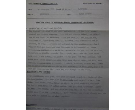 1982-83 LIVERPOOL V NOTTS COUNTY OFFICIAL REFEREE ASSESSMENT REPORT
Interesting item of memorabilia