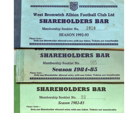 WEST BROMWICH ALBION W.B.A. SHAREHOLDERS SEASON TICKET BOOKS
Two are unused.