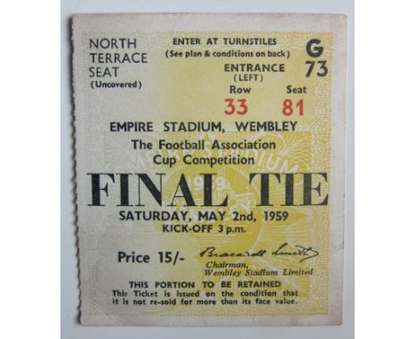 1959 FA CUP FINAL NOTTINGHAM FOREST V LUTON TICKET
Good condition