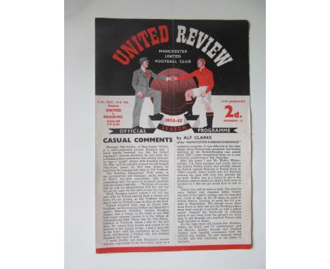 1954-55 MANCHESTER UNITED V READING FA CUP REPLAY
Rare 4 page issue
Very Slight fold