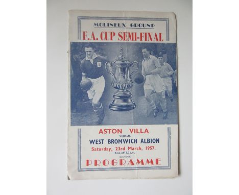 1957 FA CUP SEMI-FINAL A.VILLA V WEST BROMWICH ALBION PIRATE PROGRAMME - PLAYED AT WOLVES
4 Page pirate programme printed by 