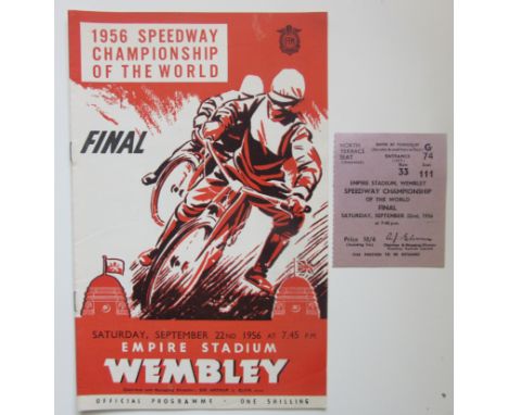 1956 SPEEDWAY CHAMPIONSHIP OF THE WORLD AT WEMBLEY PROGRAMME &amp; TICKET
Both good condition