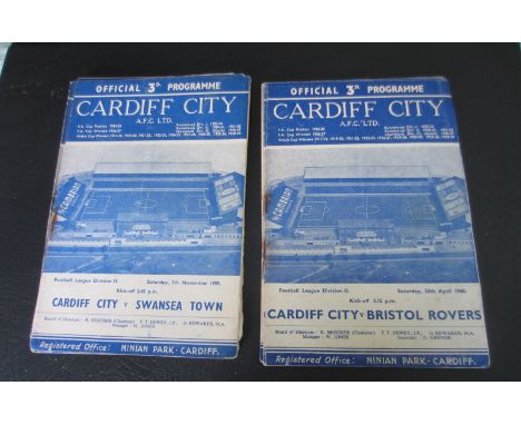 CARDIFF CITY HOME PROGRAMMES 1958-59 &amp; 1959-60 X 20
1958-59 - Stoke, Middlesbrough, Barnsley,&nbsp;Brighton
1959-60 - Lin