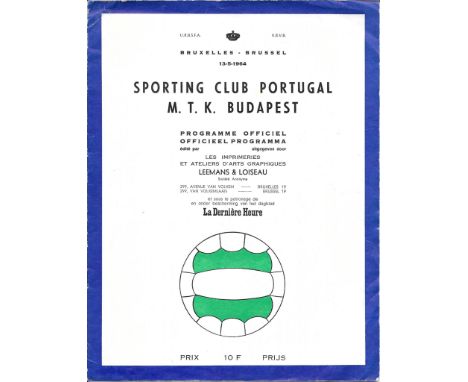 1964 EUROPEAN CUP WINNERS CUP FINAL - SPORTING PORTUGAL V M T K BUDAPEST
Slight fold