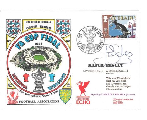 WIMBLEDON 1988 FA CUP WINNERS LTD EDITION POSTAL COVER AUTOGRAPHED BY LAWRIE SANCHEZ
Only 250 issued
