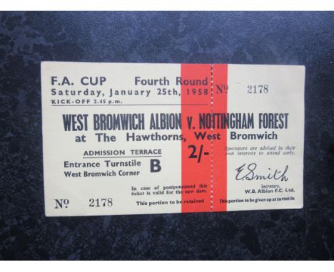 1957-58 WEST BROMWICH ALBION V NOTTINGHAM FOREST FA CUP COMPLETE TICKET
