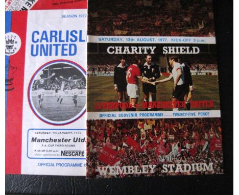 MANCHESTER UNITED AWAY PROGRAMMES 1977-78 X 22
Complete season missing Aston Villa FA Cup includes Charity Shield v Liverpool