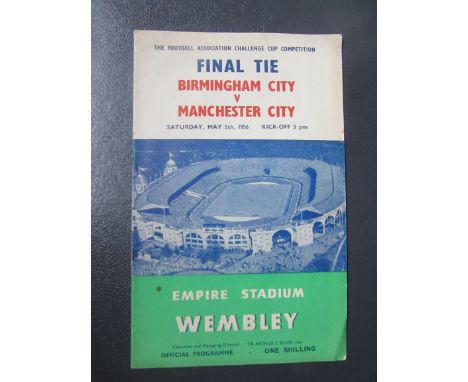 1956 FA CUP FINAL BIRMINGHAM CITY V MANCHESTER CITY
Slight fold on corner &amp; very slight mark
