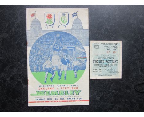 1951 ENGLAND V SCOTLAND - PROGRAMME &amp; TICKET
Programme - Rusty staples, Ticket slight handling marks