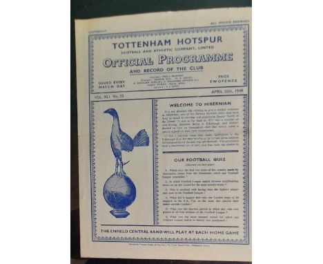 1948-49 TOTTENHAM HOTSPUR SPURS v HIBERNIAN&nbsp; FRIENDLY.