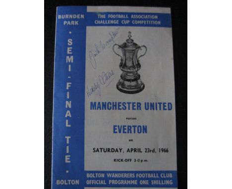 1966 FA CUP SEMI-FINAL EVERTON V MANCHESTER UNITED HAND SIGNED BY NOBBY STYLES &amp; JACK COMPTON
Good condition
&nbsp;