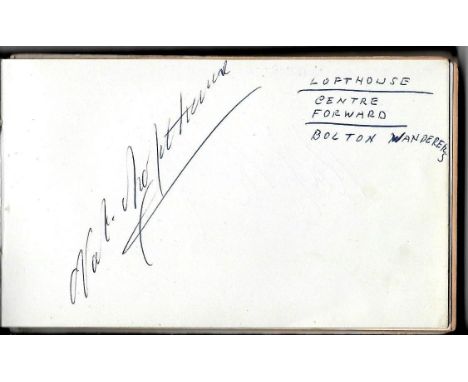 NAT LOFTHOUSE &amp; ROY BENTLEY AUTOGRAPHS - BOLTON, CHELSEA, QPR, NEWCASTLE, FULHAM, ENGLAND
One vintage album page, Nat Lof