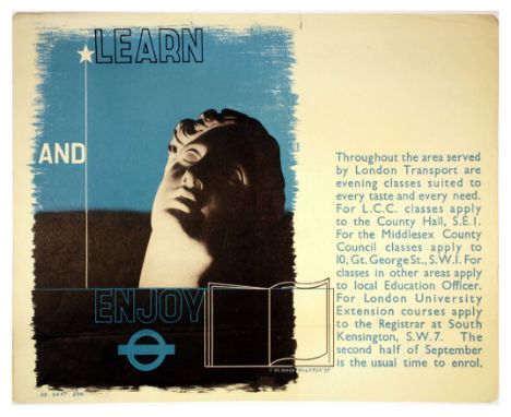 Original vintage London Transport poster advertising Learn And Enjoy - Throughout the area served by London Transport are eve
