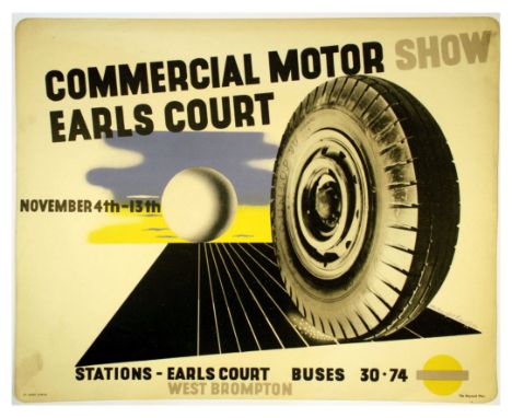 Original vintage London Transport poster advertising a Commercial Motor Show at Earls Court from November 4-13 1937 - Design 