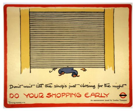 Original vintage London Transport poster Do Your Shopping Early - Don't wait till the shop's just closing for the night - Des