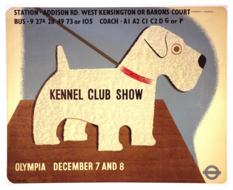 Original vintage London Transport poster for the Kennel Club Show that took place between December 7 and 8 1938 at Olympia - 