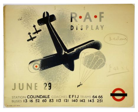 Original vintage London Transport poster for an RAF Display that took place on June 29 1935. Art Deco design by Zero  - Hans 